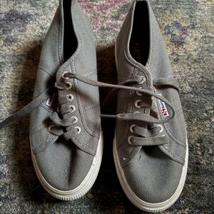 Superga Canvas Lace-Up Sneakers in Gray